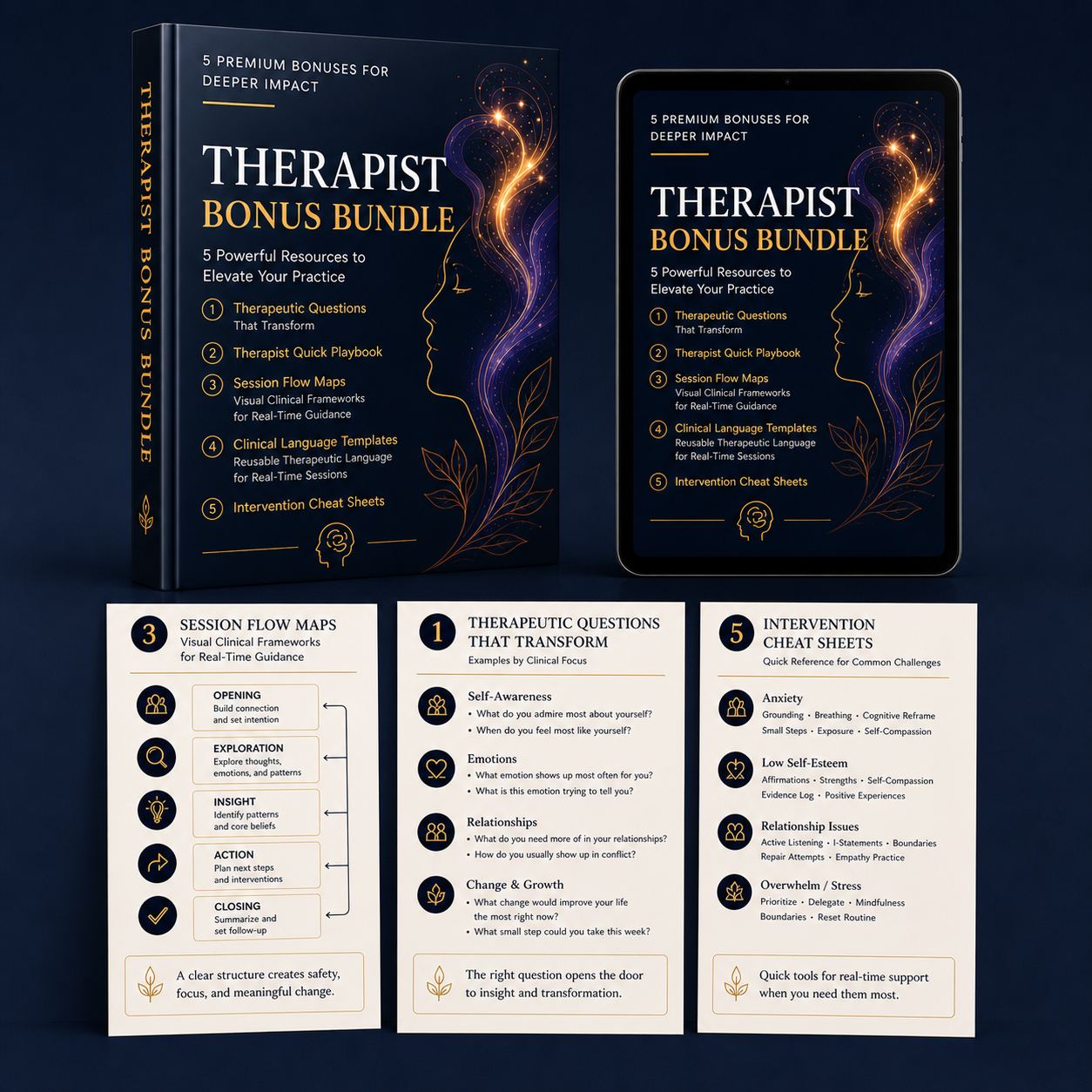 Five bonus digital PDFs stacked together with clinical blue accents
